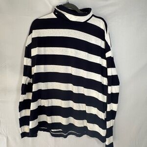 J Crew Navy and White Turtleneck